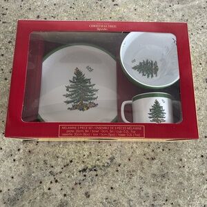 Spode Christmas Tree Red Box Set Kids Melamine 3pc Set Brand New